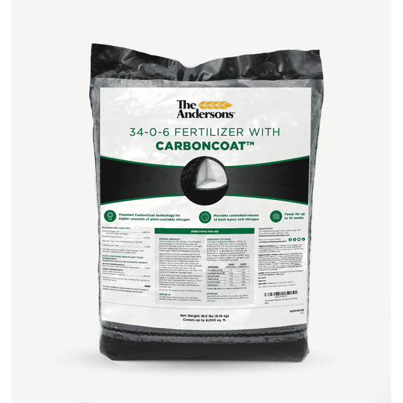 The Andersons Professional-Grade CarbonCoat 34-0-6 Slow-Release Fertilizer (18 lb. Bag)