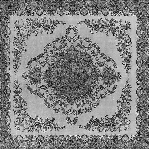 Ahgly Company Indoor Square Oriental Gray Industrial Area Rugs, 8' Square