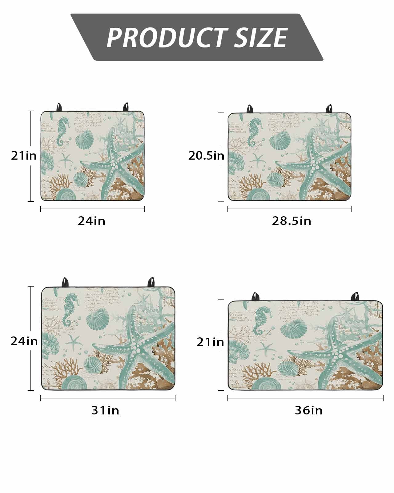 Stove Top Covers for Electric Stove, Aqua Coastal Starfish Glass Stovetop Cover Protector, Farmhouse Nautical Seahorse Coral Induction Cooktop Protector Oven Mat for Kitchen Countertop 36"x21"