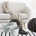 thumbnail image 5 of 3 Piece Oval Nesting Planter Set, Corrugated Wave Pattern, White Washed, Grey, Metal, 9, 7.75 and 6.75 Inches, 5 of 6