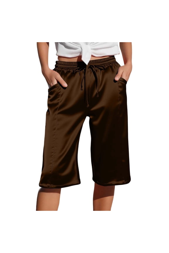 Women's Effortless Slim Fit Casual Pants Mid Rise Lightweight Comfortable Solid Color Trousers for Everyday Wear M Brown