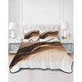 thumbnail image 2 of Quilts Queen Size Bedding Set, Brown Gold Marble Lightweight Quilted Comforter, Modern Simple Abstract Fluid Art Soft Reversible Bedspread Coverlet with Pillow Covers for All Season, 90" x 96", 2 of 7