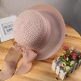 thumbnail image 3 of Yesbay Ribbon Bowknot Decor Straw Hat Round Dome Folding Women Big Brim Sunscreen Travel Hat Fashion Accessories, 3 of 7