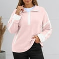 thumbnail image 2 of UJNDER Women's Long Sleeve Stand Neck Pullover Casual Color Soft Comfortable Athletic Streetwear Fashion Sweatshirt Pink L, 2 of 4
