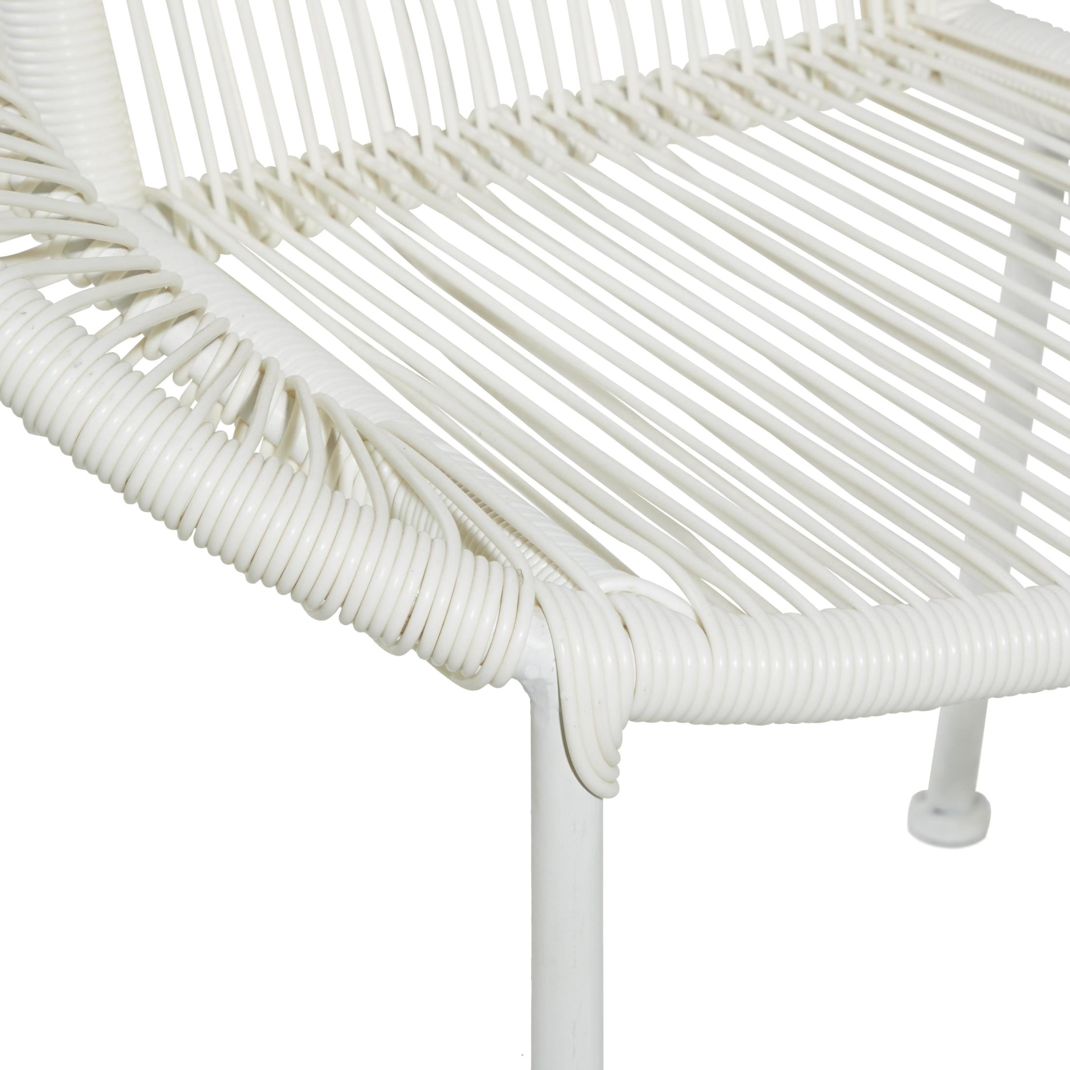 DecMode Plastic Rattan Outdoor Chair - White