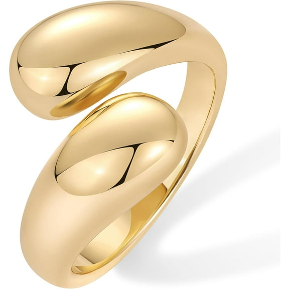 14K Gold Plated Chunky Open Twist Stackable Rings for Women | Bold Crossover Statement Ring Band