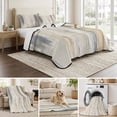 thumbnail image 6 of Twin Quilt Set 68''x86'', Beige Grey Lightweight Summer Bedspread Coverlet Set with 2 Pillow Shams, Abstract Mottled Art Retro Modern Painting Breathable All Season Quilt Bedding for Dorm/Bedroom, 6 of 9