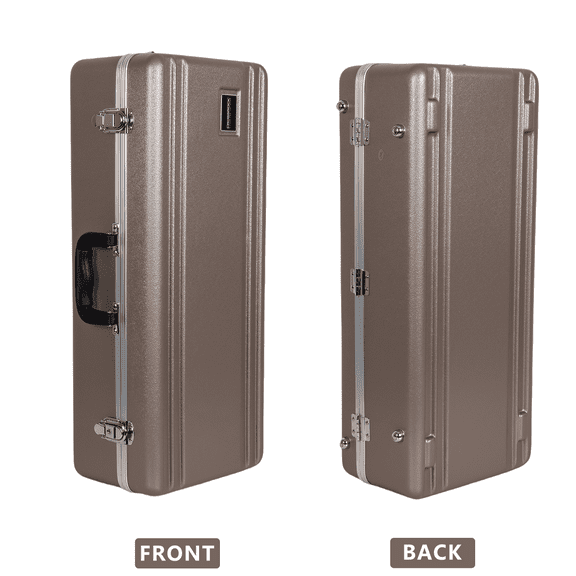 Crossrock ABS Alto Saxophone Case – Rectangular Champagne Finish, Burgundy Velvet Interior, Security Lock & Detachable Strap-Champagne