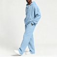 thumbnail image 2 of Migroa Hoodies for Men Tracksuit Set - Matchingquarter Zip Pullover Sportswear & Joggers Sweatpants, Versatile Athletic Casual Wear in Solid Colors , Sky Blue M, 2 of 9