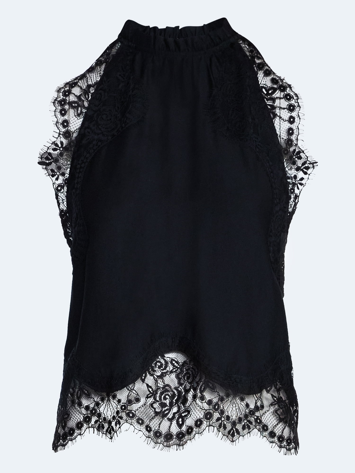 Scoop Women’s and Women's Plus Lace Trim Halter Top, Sizes XS-4X