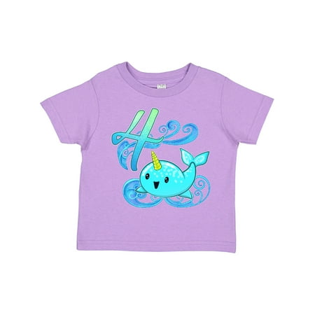 

Inktastic Cute Narwhal Fourth Birthday Gift Toddler Boy or Toddler Girl T-Shirt