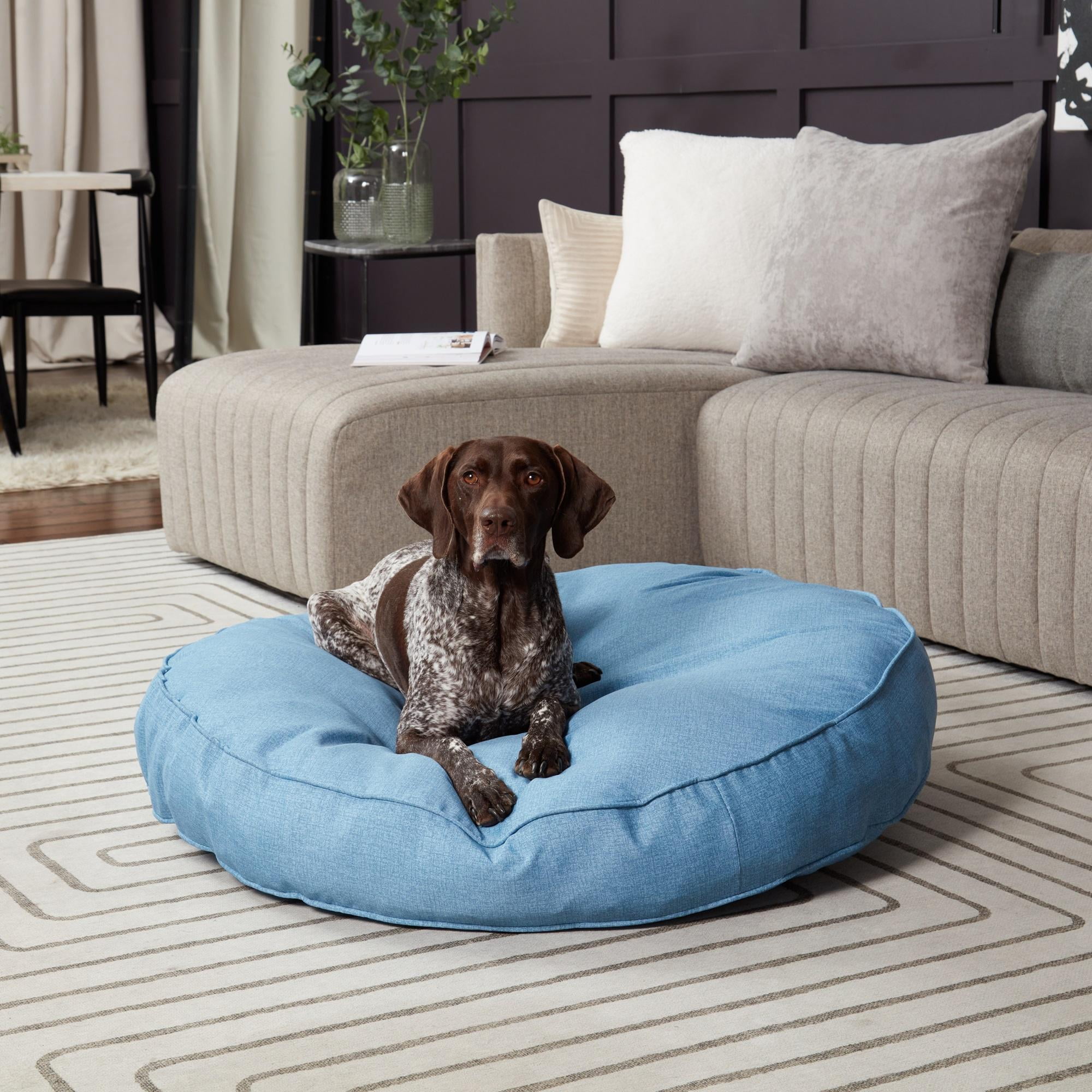 Happy Hounds Gordie Indoor/Outdoor Round Dog Bed, Large (42"), Denim
