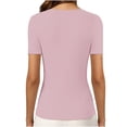 thumbnail image 6 of Comdrip V Neck Tops for Women Women's Half Sleeve V Neck T Shirts V Neck Basic T Shirts Workout Yoga Tops Casual Fitted Going Out Tops Shirts with Built in Bras for Women Pink XL, 6 of 7