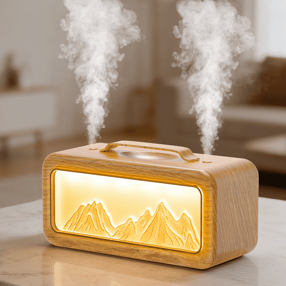 BCOOSS 600ML Essential Oil Diffuser, 3‑in‑1 Aromatherapy Diffuser & Cool Mist Humidifier for Large Rooms, Light Wood Grain