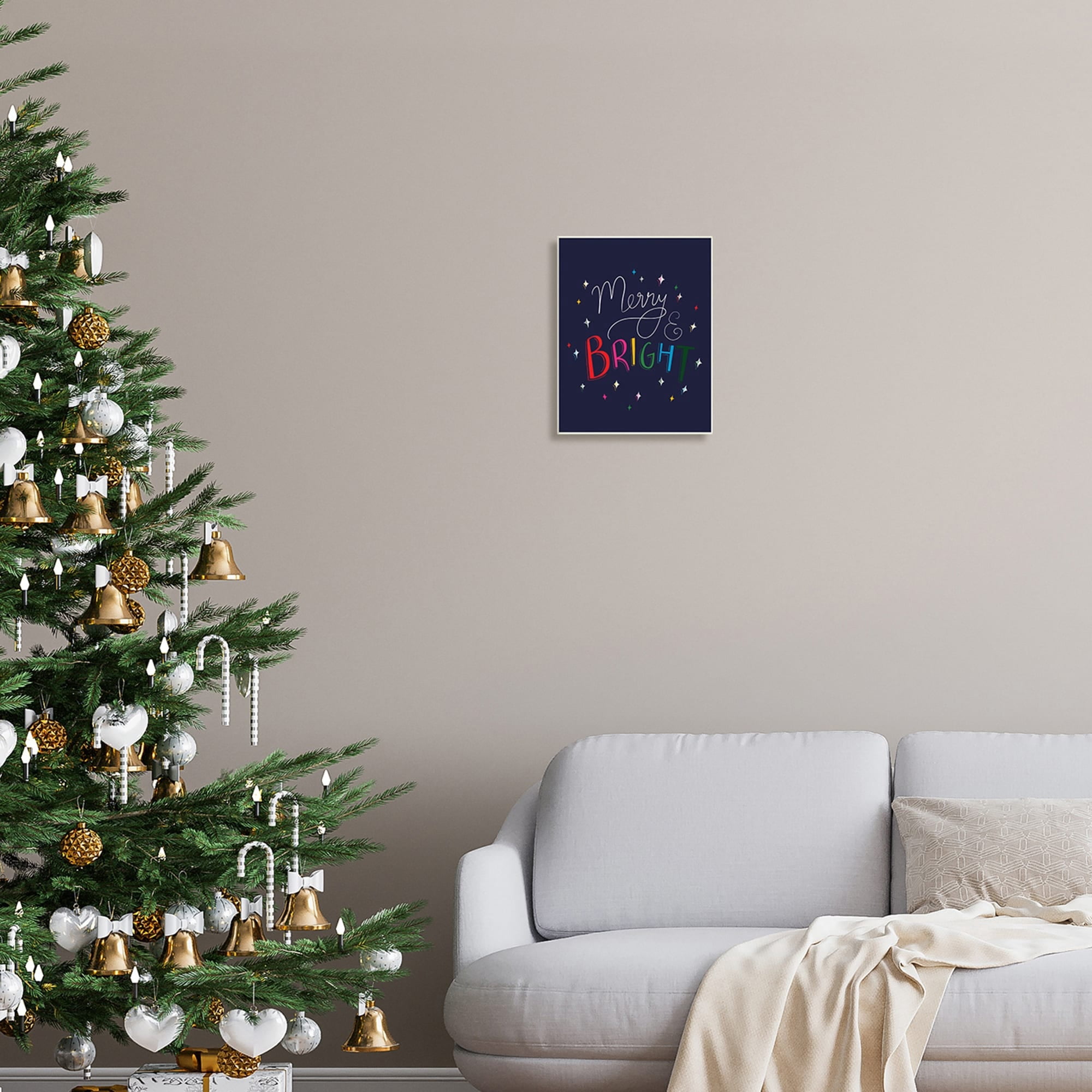 Merry & Bright Whimsical Sparkle Rainbow Typography Inspirational Graphic Art Unframed Art Print Wall Art