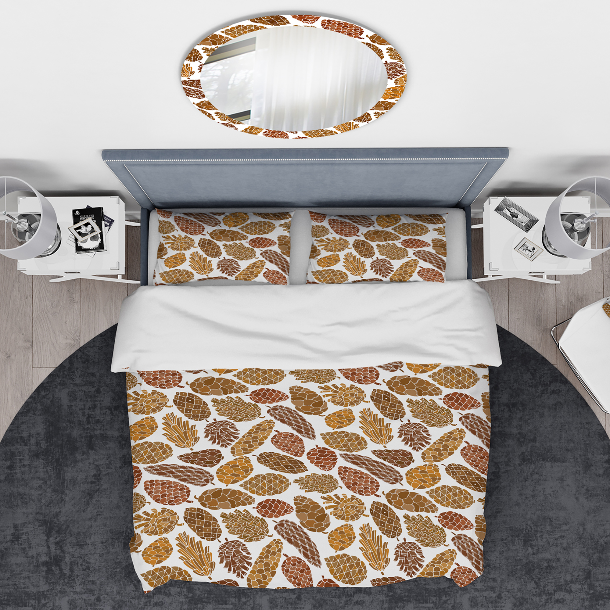 Designart 'Pine Cones Pattern' Modern & Contemporary Duvet Cover Set