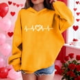 thumbnail image 5 of Atogsazn Kids Girls Valentines Day Hoodies Children Casual Hearts Long Sleeve Pullover Sweatshirt Fleece Outfit Outerwear Tops 01-Yellow 13-14 Years Fashion, 5 of 8
