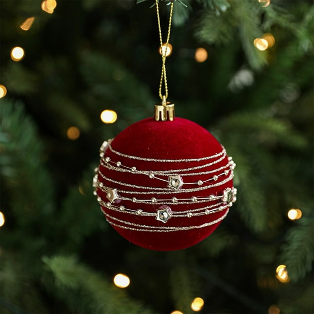 Red Christmas Ornaments Ball 8cm Glitter Hanging Baubles For Xmas Tree Decoration Holiday Party Home Decor 5 Styles