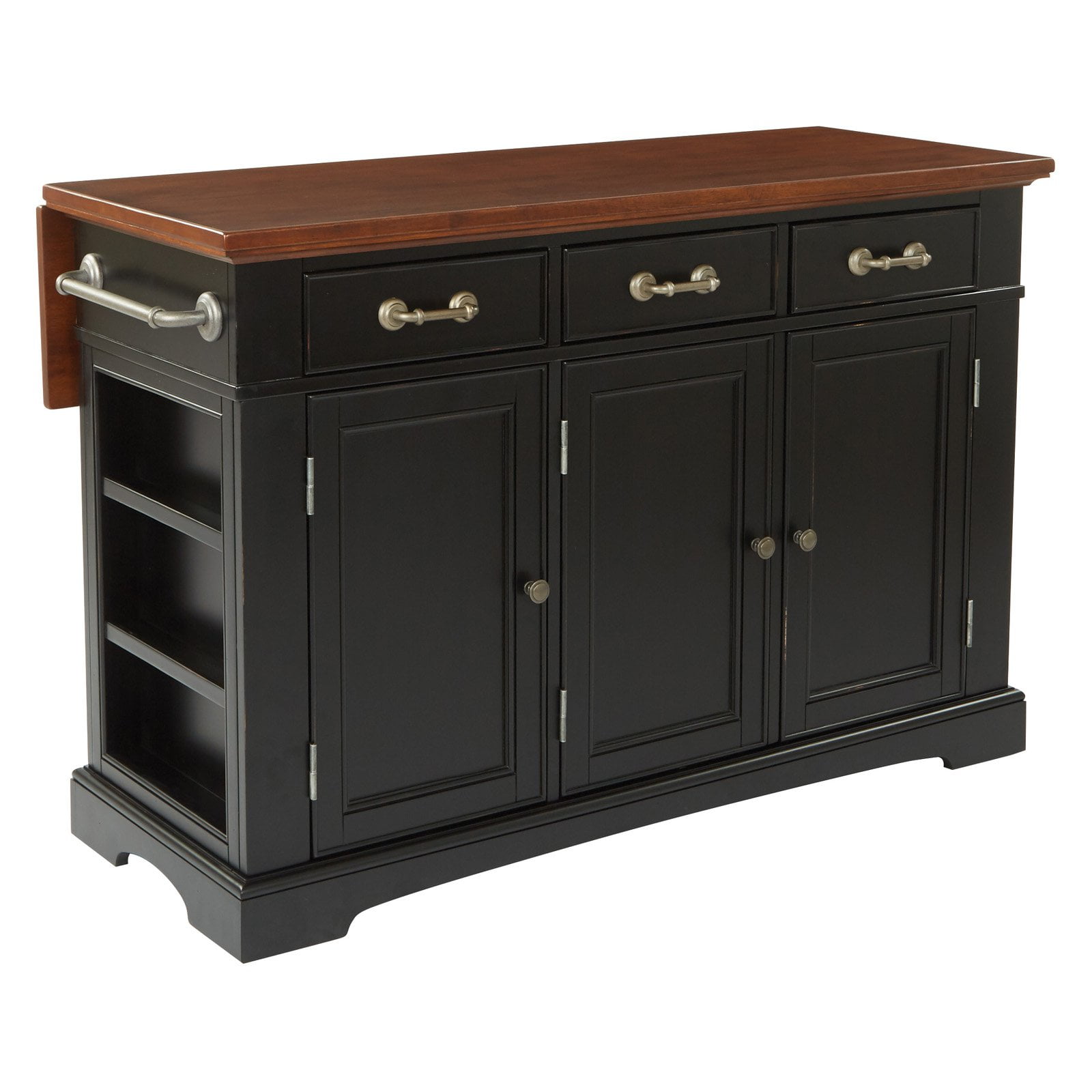 OSP Home Furnishings Country Kitchen Large Kitchen Island in Black