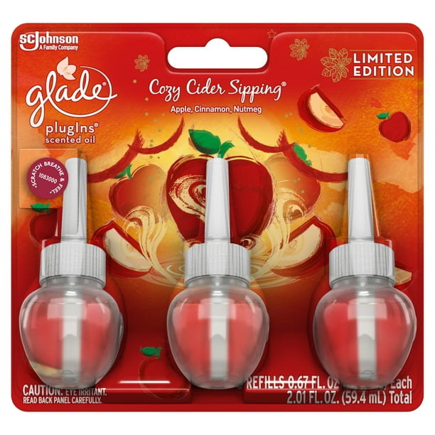 Glade PlugIns Refill 3 CT, Cozy Apple Cinnamon, 2.01 FL. OZ. Total