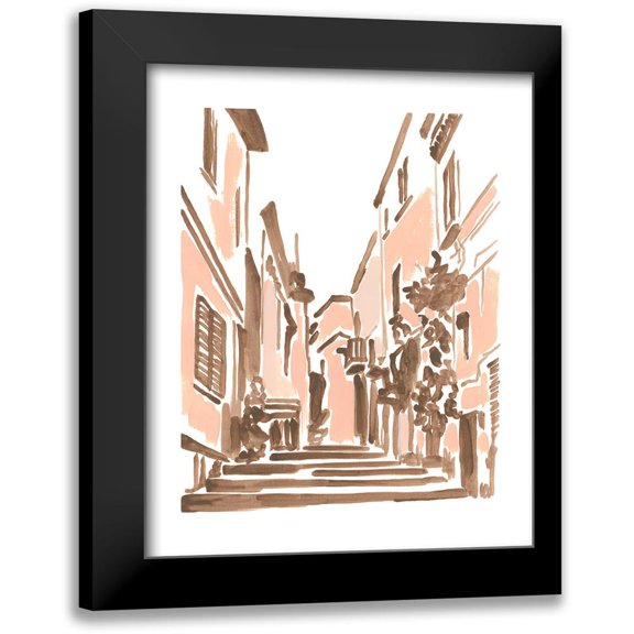 Vess, June Erica 12x14 Black Modern Framed Museum Art Print Titled - Blush Architecture Study I
