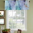 thumbnail image 3 of Teal Curtain Valances for Windows, Kitchen Valance Window Treatments Panel 2 Pack, Abstract Modern Marble Ink Painting Art Rod Pocket Short Curtains for Bathroom Bedroom 42 x 12 Inch, 3 of 8