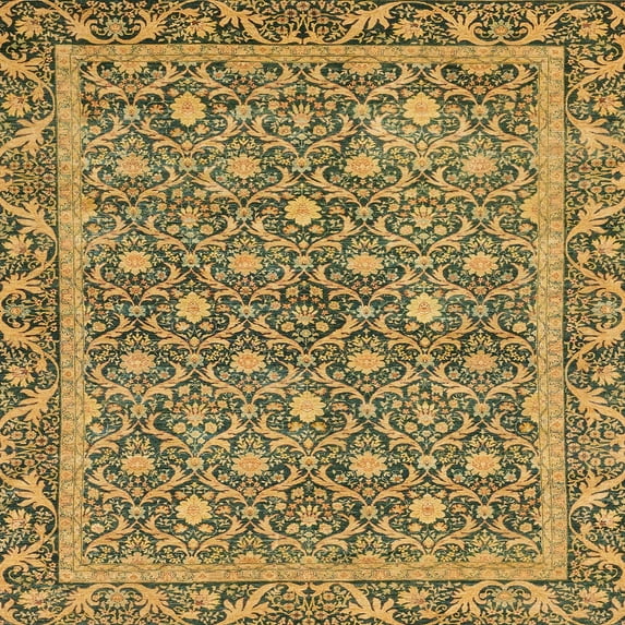 Ahgly Company Indoor Square Abstract Yellow Abstract Area Rugs, 8' Square