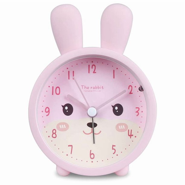 Despertador para NiñOs para NiñAs Sin Tictac, Reloj Despertador para NiñOs de Conejo, Reloj Despertador Silencioso con Luz para Estudiantes