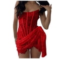 thumbnail image 1 of Jupe Mini en Dentelle Aguichant pour Femmes Coupe Basse Légèrement Transparente Robe de Fête Pur Désir, 1 of 8