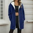 thumbnail image 2 of Winter Coats for Women Oversized Sherpa Lined Warm Long Zip Up Hoodies Casual Loose Cozy Solid Thick Fleece Jacket Navy XL, 2 of 6