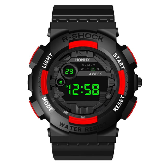UsRHHA Men's Digital LED Sport Watch, Date Display Electronic Watch with Alarm, Outdoor Military Style Watch