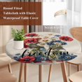 thumbnail image 3 of 4th of July Round Tablecloth 55-60 Inch Round Fitted Table Cloth with Elastic Edge, Red Floral Blue Botanical Independence Day Waterproof Table Cover Protector for Outdoor Picnic Party Dining, 3 of 6