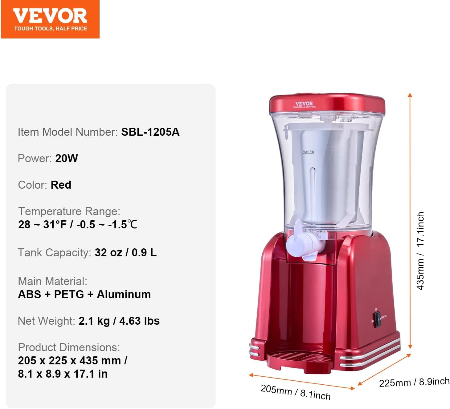 32oz Slushie  for Home,   Drink Maker with  Materials, Red