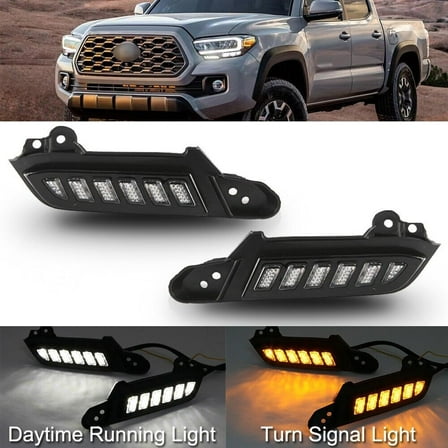 Woudy 2PCS LED DRL Turn Signal Lights Fit for Toyota Tacoma 2016-2023 Front Fog Lamp