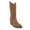 Brown, variant on FSJ Women Rhinestone Studded Pull on Cowboy Boots Pointed Toe Chunky Heel Mid Calf Boots Fashion Fall Party Date Shoes Size 8 Silver