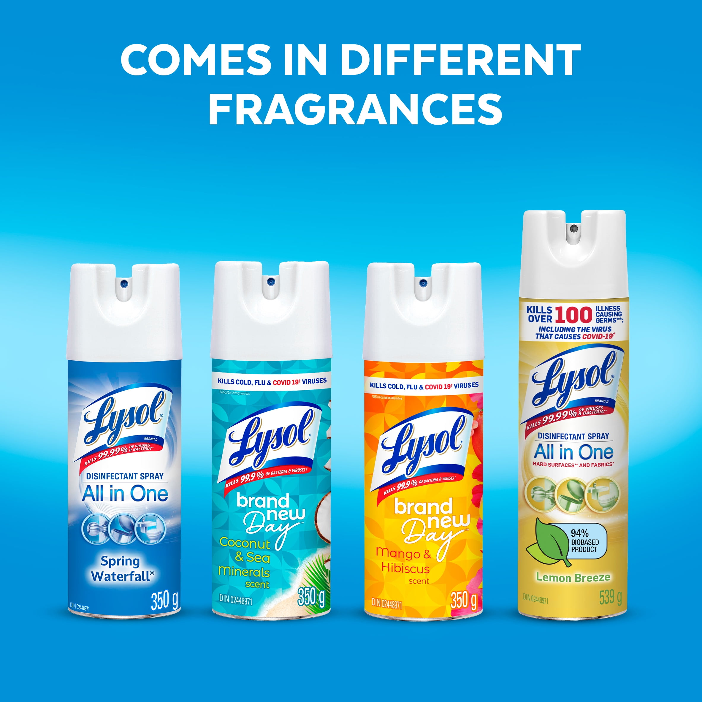 Spray Désinfectant Lysol, Linge frais, Désinfecte et élimine les odeurs sur les surfaces dures et les tissus