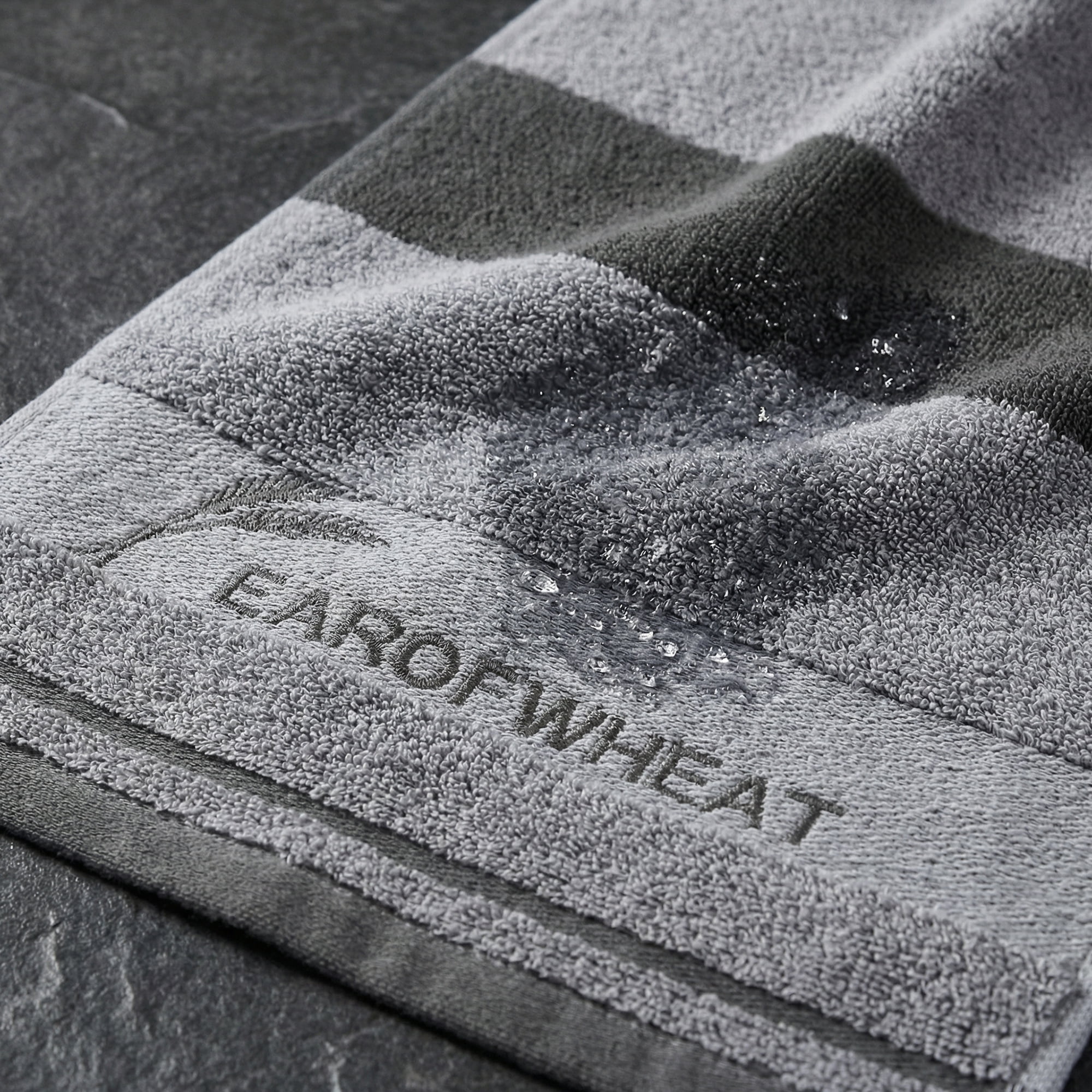 Unique Bargains Ear of Wheat Stripe Cotton Soft Absorbent Hand Towel Grey 4pcs 29" x 13"