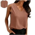 thumbnail image 2 of HomeDM Womens Sleeveless Tank Tops, Summer V Neck Solid Color Camisole Casual Basic Shirts - Pink/S, 2 of 9