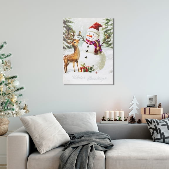 Northlight LED Lighted Snowman and Reindeer Christmas Canvas Wall Art - 15.75" x 11.75"