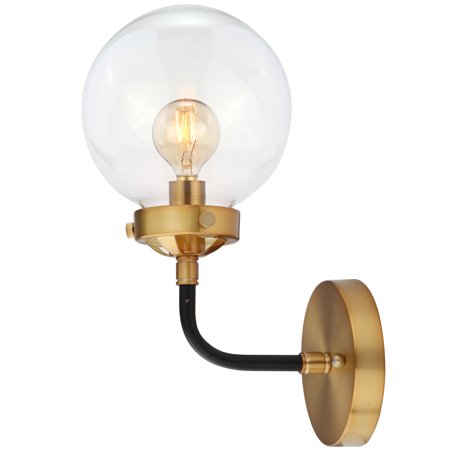 Photo 1 of Caleb 1-Light 8" Brass Wall Sconce, Black/Brass