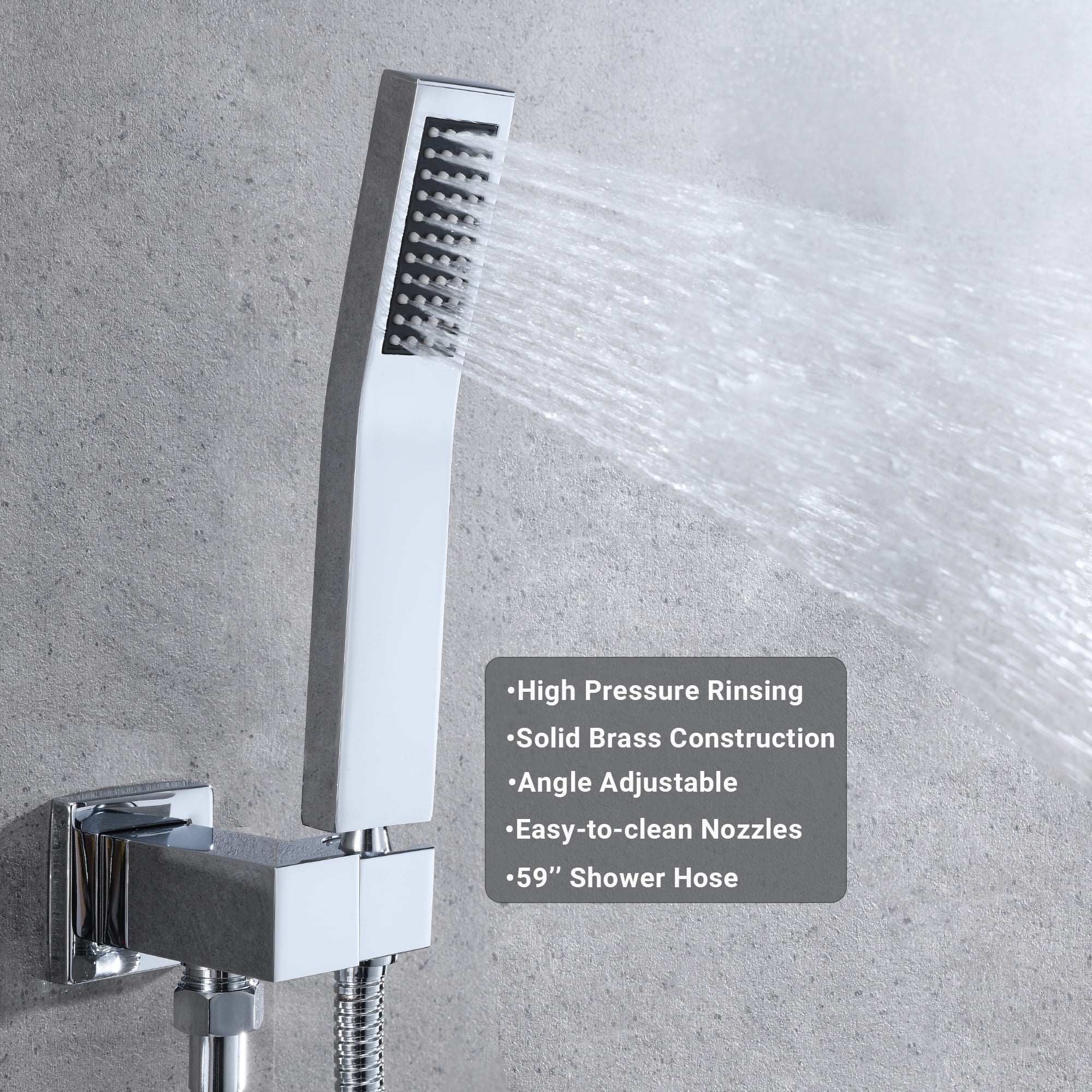 Full Body Shower System with Body Shower Spray Jets, 12'' Ceiling Shower Head System with Jets & Hand Shower, Polished Chrome Rain Shower System Faucet Set with Jets & Valve