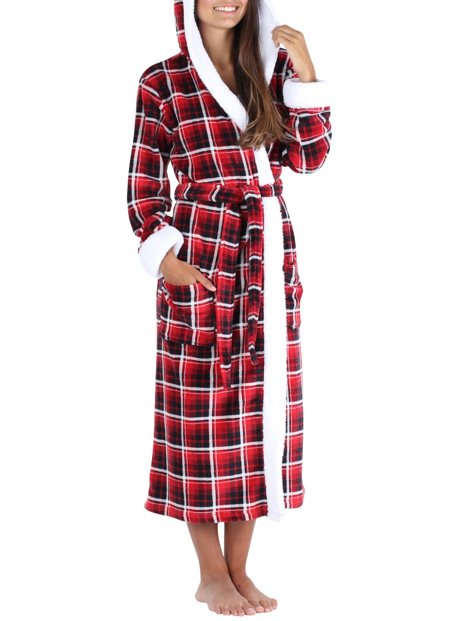 PajamaMania PajamaMania Women's Plush Fleece Long Hooded Robe