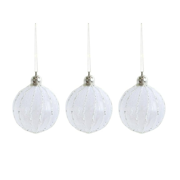 White Christmas Tree Ornament 3 Inches Foam Ball Set 3 Pieces Holiday Party Home Decoration