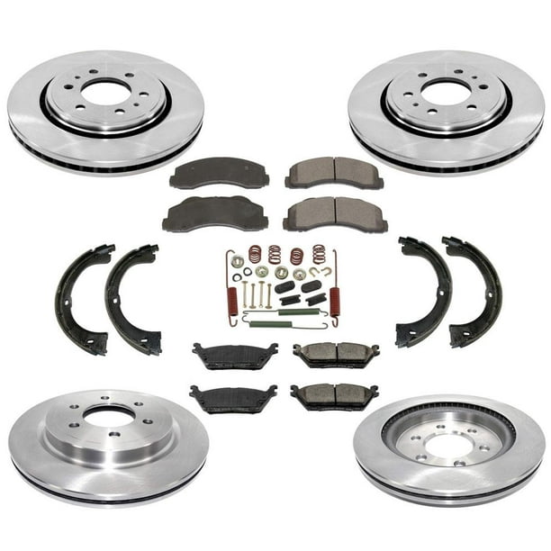 Brake Rotors Brake Pads Parking Shoes Spring Kit for Ford Expedition