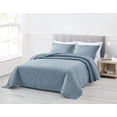 thumbnail image 2 of Chezmoi Collection Owen 3-Piece Soft Cooling Bamboo Fiber Quilt Bedspread Diamond Quilted Coverlet Set (Queen, Blue), 2 of 9
