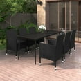 thumbnail image 1 of vidaXL 7 Piece Garden Dining Set with Cushions Poly Rattan and Glass, 1 of 4