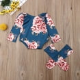 thumbnail image 6 of One opening Newborn Baby Long Sleeve Romper Large Floral Jumpsuit Girl Warm Leg Socks Outfit 0-24M, 6 of 6