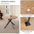 thumbnail image 4 of 45.3'' Walnut Round Dining Table Set for 4, Mid Century Modern Small Coffee Set for Dining Room Kitchen Apartment (Oak Table + 4 U-Shaped White Chairs), 4 of 7