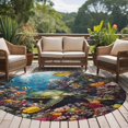 thumbnail image 4 of Round Rugs 5Ft, Summer Turtle Round Area Rug Washable Indoor Throw Carpet, Beach Ocean Coral Colorful Tropical Fish Soft Non Slip Circle Rug for Cabinet Bathroom Home Decor Aesthetic, 4 of 8