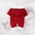 thumbnail image 2 of Baby Romper Solid Knitted Newborn Girl Boy Jumpsuit Fashion Hooded Infant Clothing Long Sleeve Autumn Winter Overalls 0-18M Fleece Warm, 2 of 4